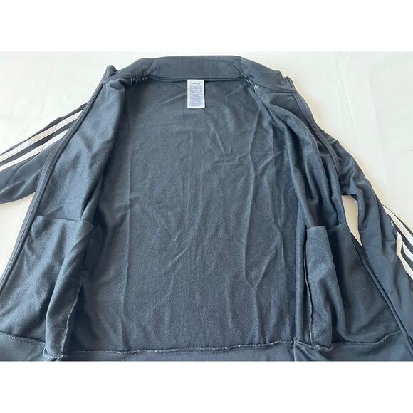 Adidas Track Jacket Women’s Size Medium Full Zip Black White Stripes Pockets - Picture 5 of 7